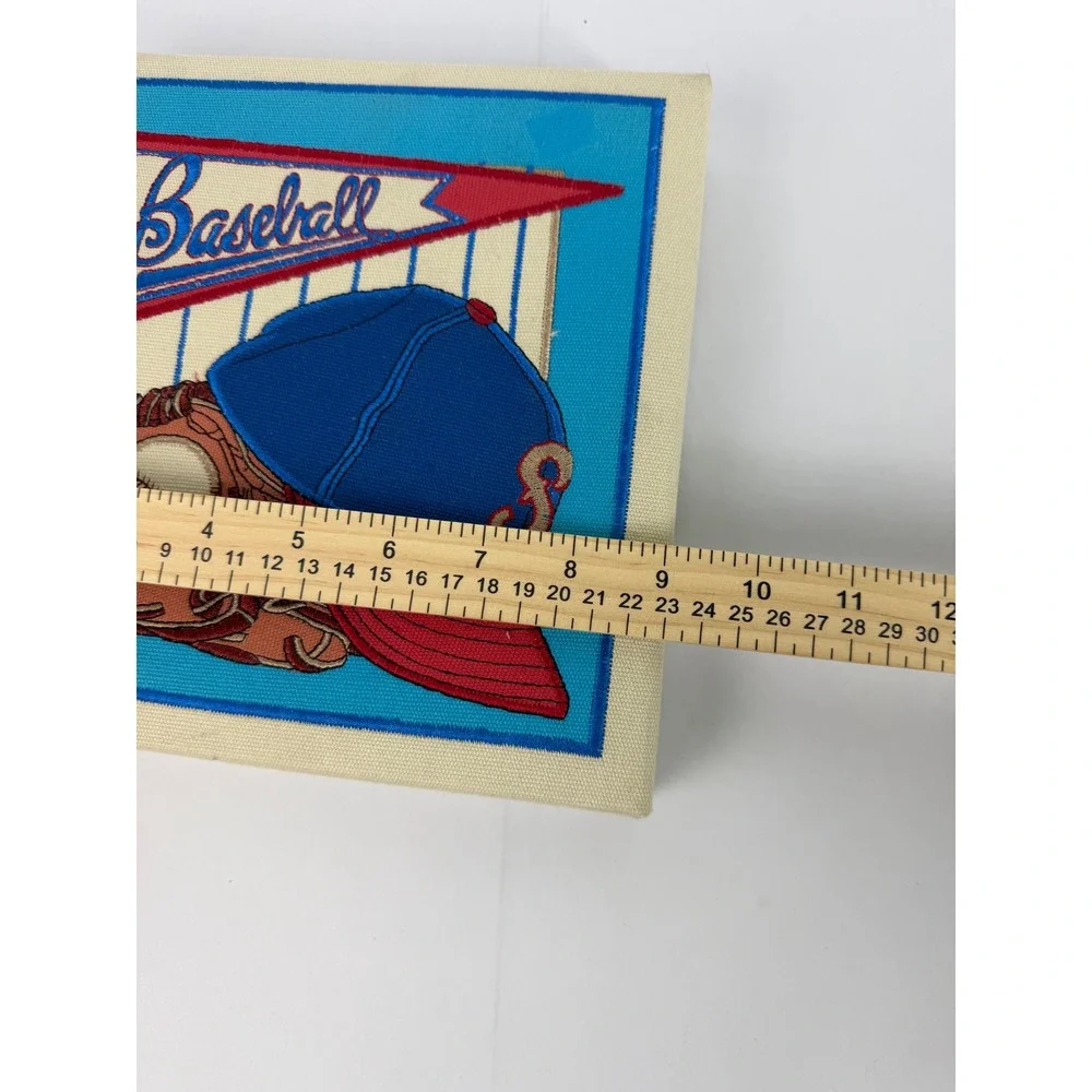 Vintage‎ Baseball Embroidered Canvas Wall Art Sports Decor Pennant Hat Glove